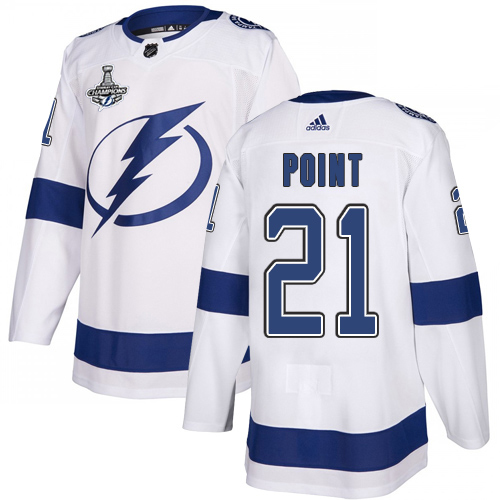 Men Adidas Tampa Bay Lightning #21 Brayden Point White Road Authentic 2020 Stanley Cup Champions Stitched NHL Jersey->tampa bay lightning->NHL Jersey